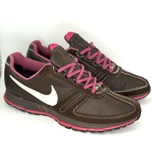 READ! Vintage Nike Zoom Brown Pink Leather Running Shoes Y2K 2007 Women 10 EU 42